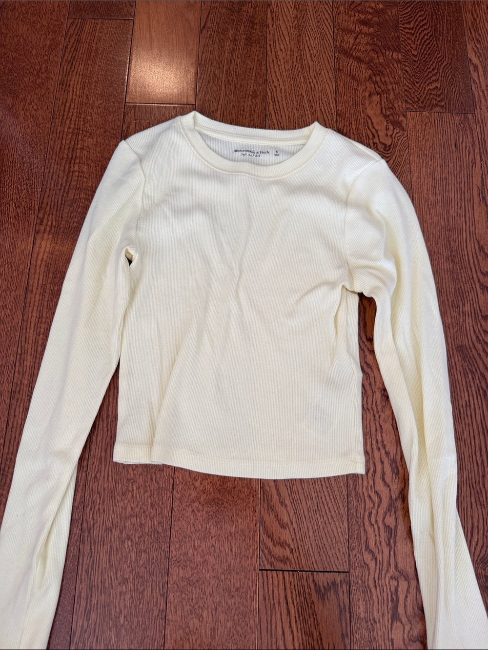Abercrombie & Fitch Long-Sleeve Ribbed Crewneck Top - Butter Yellow